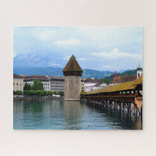 Chapel Bridge - Mt Pilatus - Luzern Switzerland Puzzle