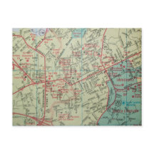 CHAPEL HILL-CARRBORO, NC Vintage Landkartengrußkar