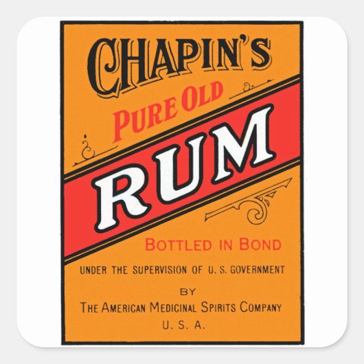 Chapins Rum-Label Quadratischer Aufkleber (Vorderseite)