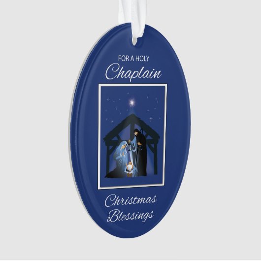 Chaplain Christmas Sessings Manger on Blue Ornament (Vorderseite)