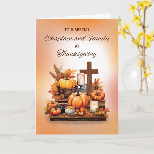 Chaplain und Erntedank Crucifix Candle Karte (Gelbe Blume)