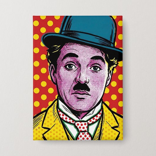 Chaplin Pop Art Retro Kinofoto Bowler Button (Vorderseite)