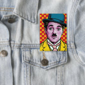 Chaplin Pop Art Retro Kinofoto Bowler Button (Insitu)