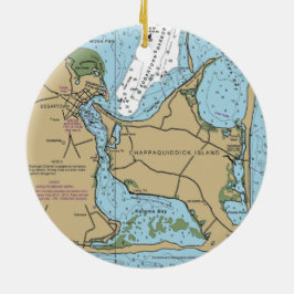 Chappaquiddick Island Nautic Chart Keramik Ornament