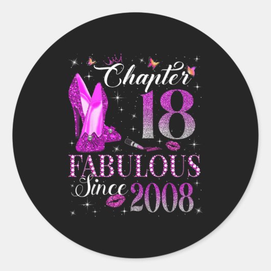 Chapter 18 Fabulous Since 2008 18th Birthday Gift  Runder Aufkleber (Vorderseite)