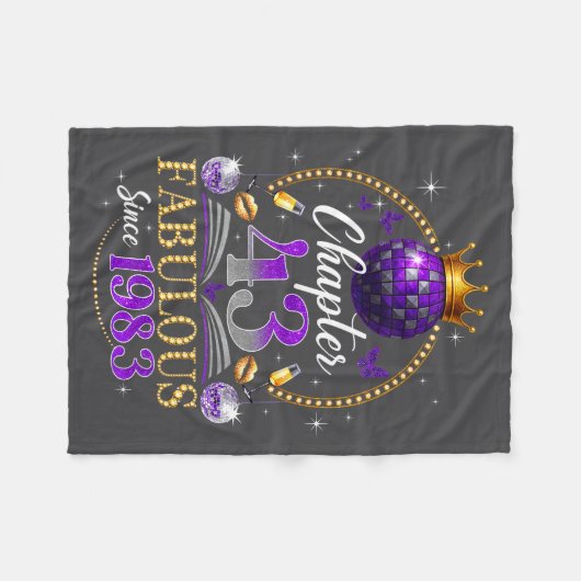 Chapter 43 Since 1983 Purple Disco Ball 43rd Birth Fleecedecke (Vorderseite (Horizontal))