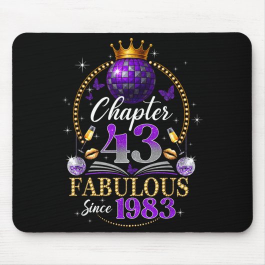 Chapter 43 Since 1983 Purple Disco Ball 43rd Birth Mousepad (Vorne)