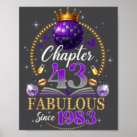 Chapter 43 Since 1983 Purple Disco Ball 43rd Birth Poster (Vorne)