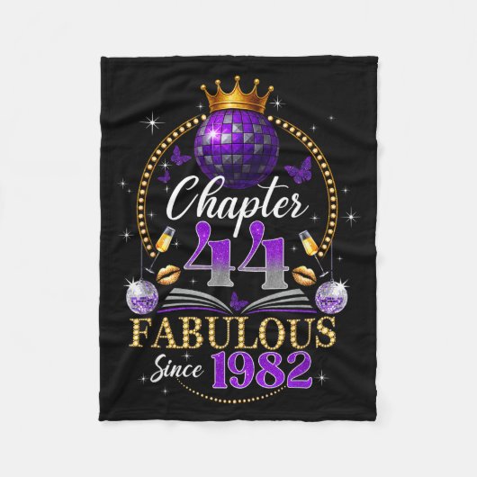 Chapter 44 Since 1982 Purple Disco Ball 44th Birth Fleecedecke (Vorderseite)