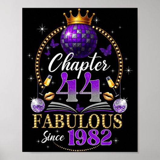 Chapter 44 Since 1982 Purple Disco Ball 44th Birth Poster (Vorne)