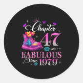 Chapter 47 Fabulous Since 1979 47th Birthday Women Runder Aufkleber (Vorderseite)