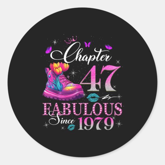 Chapter 47 Fabulous Since 1979 47th Birthday Women Runder Aufkleber (Vorderseite)