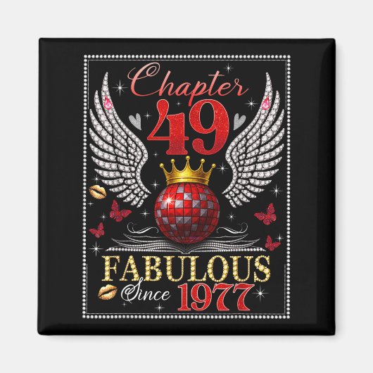Chapter 49 Fabulous Est. 1977 Disco Ball 49th Birt Magnet (Vorne)