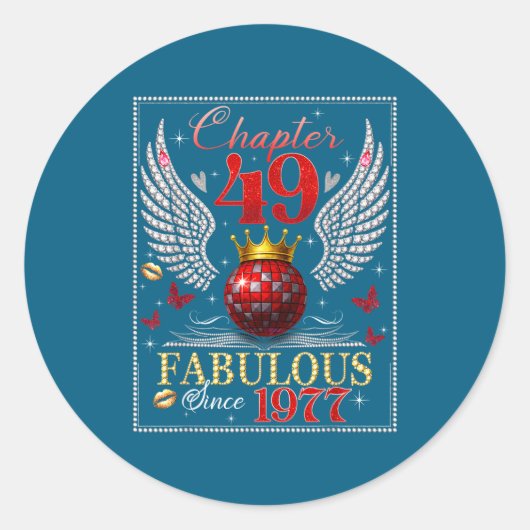 Chapter 49 Fabulous Est. 1977 Disco Ball 49th Birt Runder Aufkleber (Vorderseite)