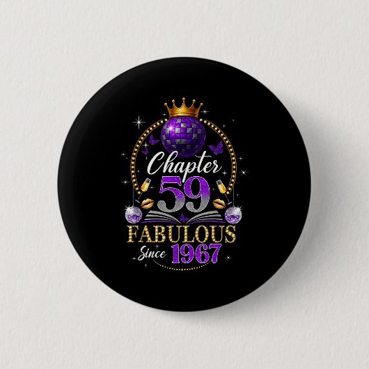 Chapter 59 Since 1967 Purple Disco Ball 59th Birth Button (Vorderseite)