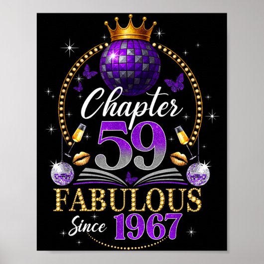 Chapter 59 Since 1967 Purple Disco Ball 59th Birth Poster (Vorne)