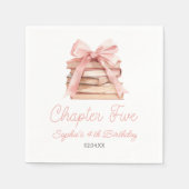 Chapter Five Pink Bow Books 5th Birthday Party Serviette (Vorderseite)