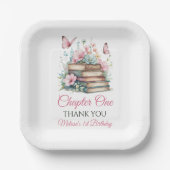 Chapter One 1st Girl Book Theme First Birthday Pappteller (Vorderseite)