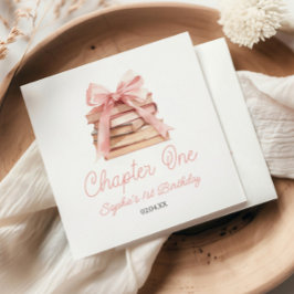 Chapter One Pink Bow Books 1st Birthday Party Serviette