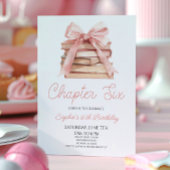 Chapter Six Pink Bow Storybook 6th Birthday Party Einladung