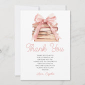 Chapter Storybook Pink Bow Books Birthday Party Dankeskarte (Vorderseite)