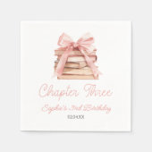 Chapter Three Pink Bow Books 3rd Birthday Party Serviette (Vorderseite)