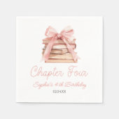 Chapter Three Pink Bow Books 4th Birthday Party Serviette (Vorderseite)