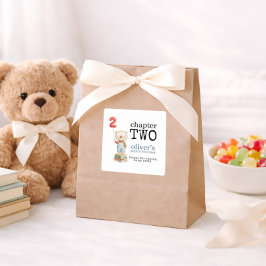 Chapter Two Bear Books Boy 2nd Birthday Thanks Quadratischer Aufkleber