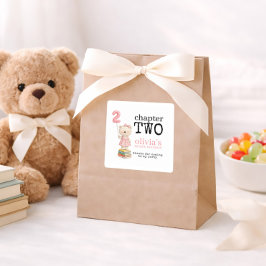 Chapter Two Bear Books Girl 2nd Birthday Thanks Quadratischer Aufkleber