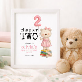 Chapter Two Bear Books Girl 2nd Birthday welcome  Poster