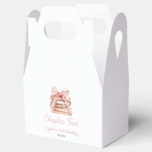 Chapter Two Pink Bow Books 2nd Birthday Party Geschenkschachtel (Geöffnet)