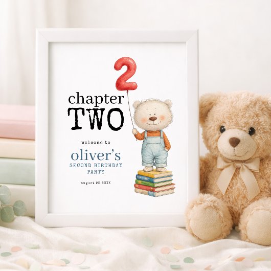 Chapter Two Teddy Bear Books 2nd Birthday welcome  Poster
