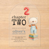 Chapter Two Teddy Bear Books Boy 2nd Birthday Acryleinladungen (Vorderseite)
