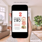 Chapter Two Teddy Bear Books Girl 2nd Birthday Red Einladung