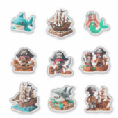 Characters shark boat octoppirate Mermai Aufkleber (Vorderseite)