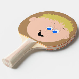 Charakter Blonde Hair Little Boys Gesicht Tischtennis Schläger