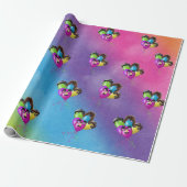 Charakterballons Party auf Regenbogen Geschenkpapier (Ungerollt)