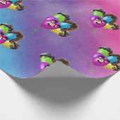 Charakterballons Party auf Regenbogen Geschenkpapier (Ecke)