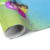 Charakterballons Party auf Regenbogen Geschenkpapier (Rolleneckpunkt)