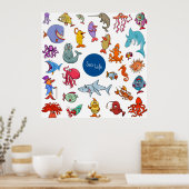 Charaktere des Meereslebens Poster (Küche)