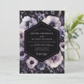 Charcoal Amethyst Bloom Wedding Einladung (Stehend Vorderseite)