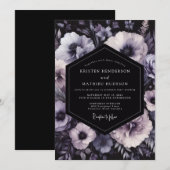 Charcoal Amethyst Bloom Wedding Einladung (Vorne/Hinten)