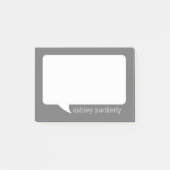 Charcoal and White Talk Bubble with Name Post-it Klebezettel (Vorderseite)