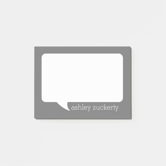 Charcoal and White Talk Bubble with Name Post-it Klebezettel (Vorderseite)