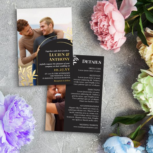 Charcoal Arch Golden Sprigs 2 in 1 Angaben zur Hoc Folieneinladung