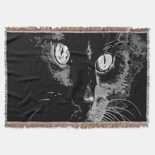 Charcoal Artistic Black Cat Portrait Decke (Vorderseite)