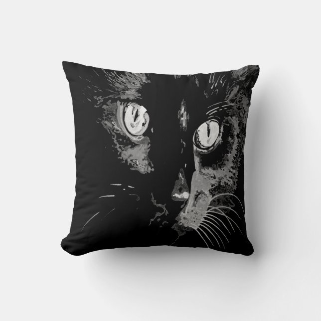 Charcoal Artistic Black Cat Portrait Kissen (Vorderseite)