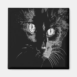 Charcoal Artistic Black Cat Portrait Magnet
