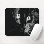 Charcoal Artistic Black Cat Portrait Mousepad (Mit Mouse)