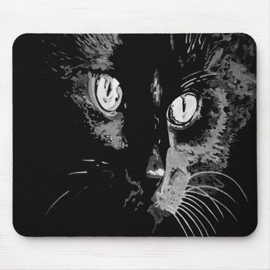 Charcoal Artistic Black Cat Portrait Mousepad (Vorne)